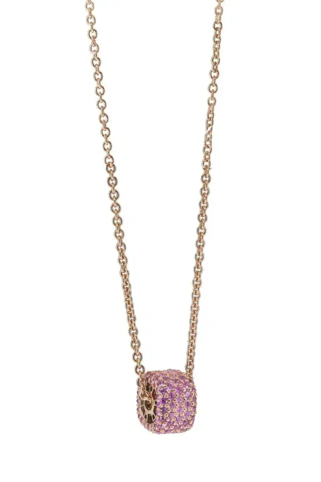 FULLORD Full Pave Pink Sapphire Ghost Necklace