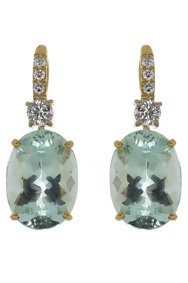 IRENE NEUWIRTH JEWELRY Gemmy Gem Aquamarine and Diamond Earrings