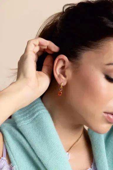 IRENE NEUWIRTH JEWELRY Gemmy Gem Fire Opal Huggie Earrings | Thumbnail 2
