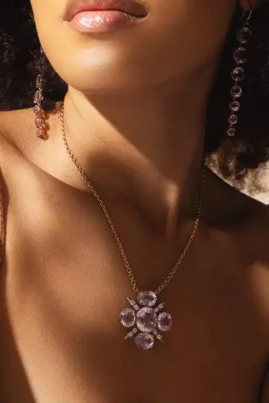IRENE NEUWIRTH JEWELRY Gemmy Gem Mosaic Kunzite Diamond Necklace | Thumbnail 4