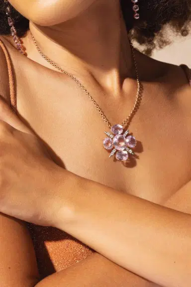 IRENE NEUWIRTH JEWELRY Gemmy Gem Mosaic Kunzite Diamond Necklace | Thumbnail 5