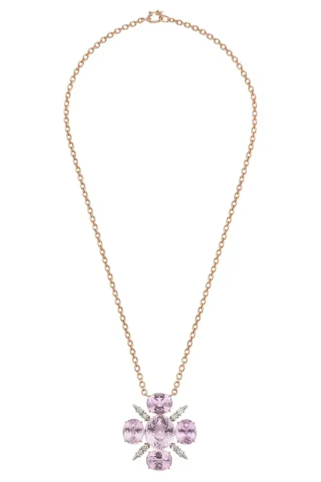 IRENE NEUWIRTH JEWELRY Gemmy Gem Mosaic Kunzite Diamond Necklace