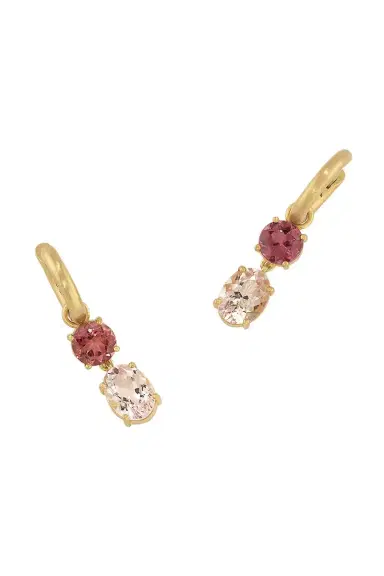 IRENE NEUWIRTH JEWELRY Gemmy Gem Pink Tourmaline Huggie Earrings | Thumbnail 1