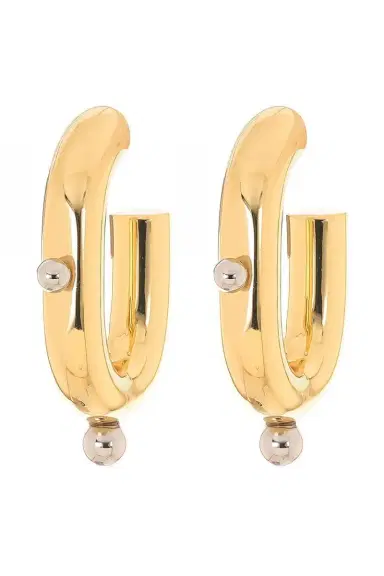 Rabanne Gold & Silver Link Hoop Earrings | Thumbnail 1 Rabanne Gold & Silver Link Hoop Earrings | Thumbnail 1