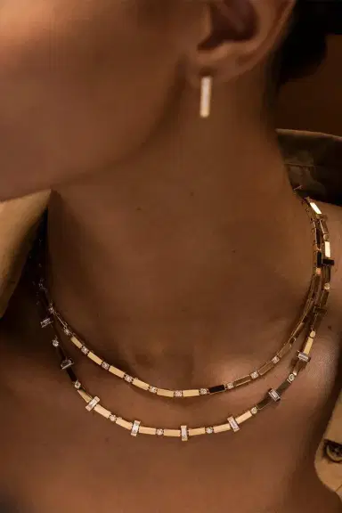 Azlee Gold Bar Diamond Tennis Necklace | Thumbnail 2 Azlee Gold Bar Diamond Tennis Necklace | Thumbnail 2