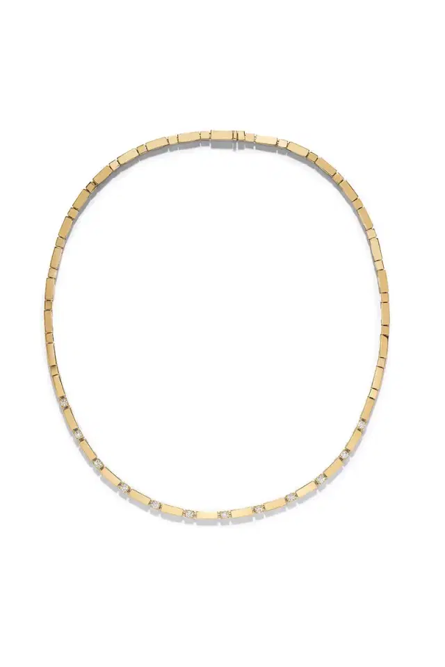 Azlee Gold Bar Diamond Tennis Necklace