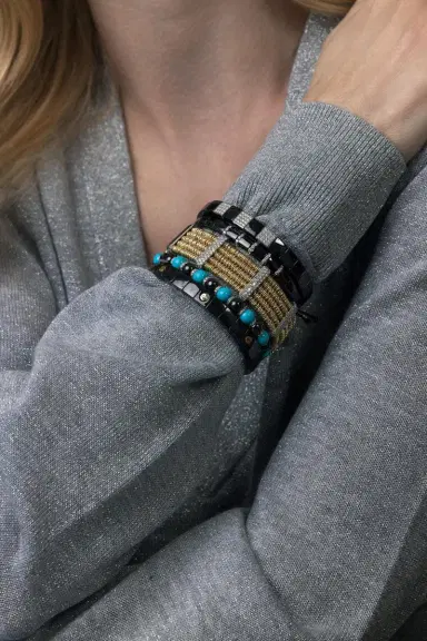 ROBERTO DEMEGLIO Gold Diamond Bar Joy Stretch Bracelet | Thumbnail 3