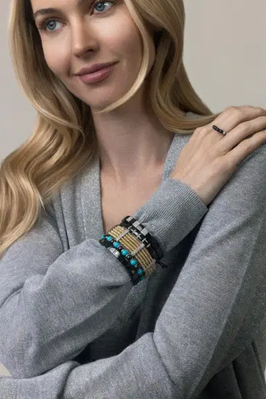 ROBERTO DEMEGLIO Gold Diamond Bar Joy Stretch Bracelet | Thumbnail 4