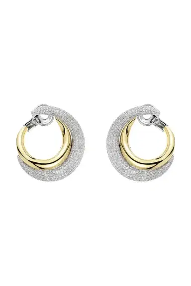YEPREM Golden Strada Diamond Open Hoop Earrings | Thumbnail 1
