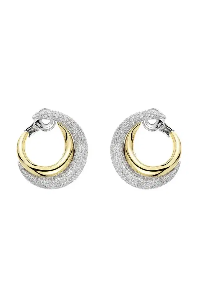 YEPREM Golden Strada Diamond Open Hoop Earrings