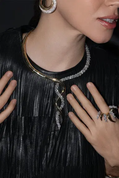 YEPREM Golden Strada Diamond Twisted Necklace | Thumbnail 2