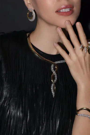 YEPREM Golden Strada Diamond Twisted Necklace | Thumbnail 4