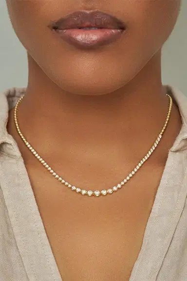 Jennifer Meyer Graduated Diamond Tennis Necklace | Thumbnail 3