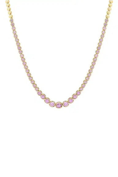 Jennifer Meyer Graduated Pink Sapphire Tennis Necklace | Thumbnail 3