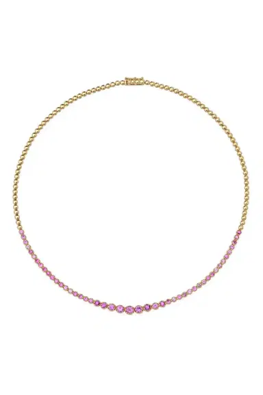 Jennifer Meyer Graduated Pink Sapphire Tennis Necklace | Thumbnail 1