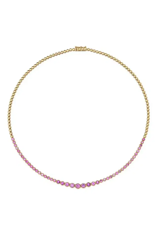 Graduated Pink Sapphire Tennis Necklace