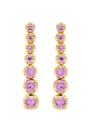 Jennifer Meyer Graduated Pink Sapphire Tennis Stud Earrings | Thumbnail 1 Jennifer Meyer Graduated Pink Sapphire Tennis Stud Earrings | Thumbnail 1