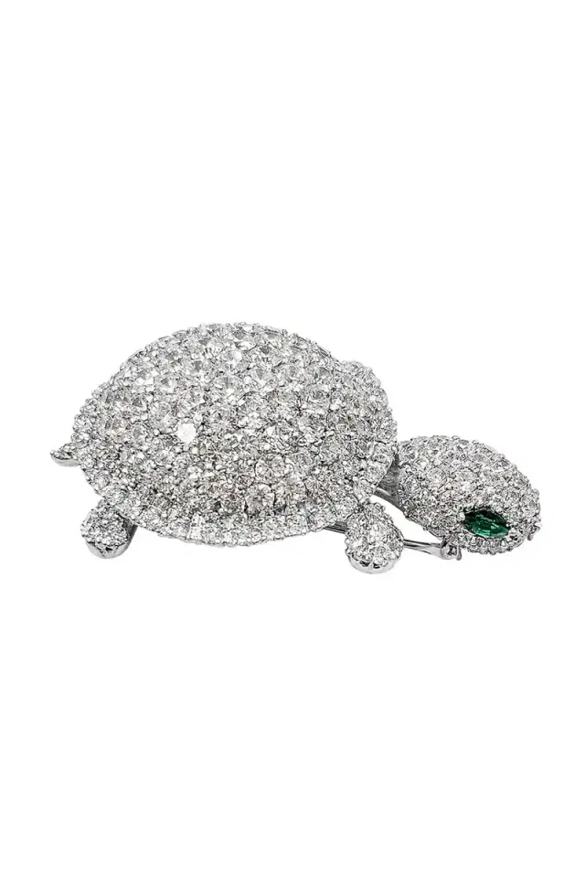 FANTASIA by DESERIO Green Eyed Turtle Brooch