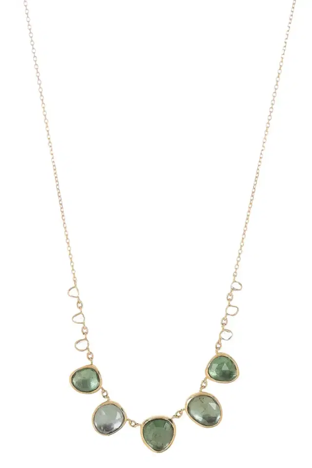 CELINE DAOUST Green Tourmaline and Diamond Necklace