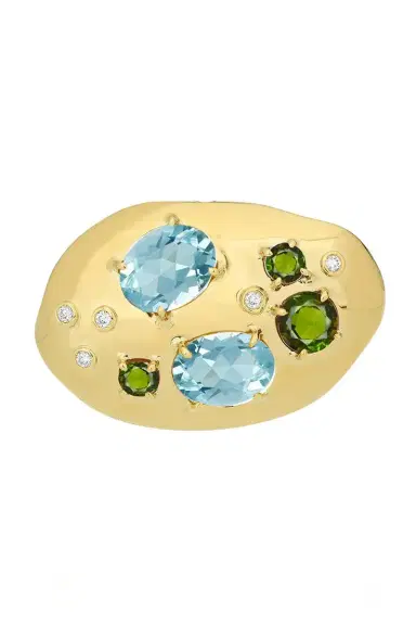 CAROL KAUFFMANN Green Tourmaline Blue Topaz Flinstone Pendant | Thumbnail 1 CAROL KAUFFMANN Green Tourmaline Blue Topaz Flinstone Pendant | Thumbnail 1