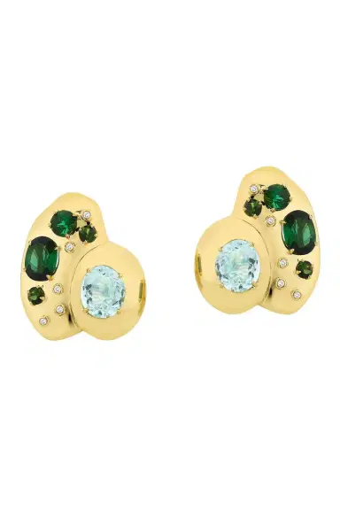 CAROL KAUFFMANN Green Tourmaline Blue Topaz Rock Class Earrings | Thumbnail 1