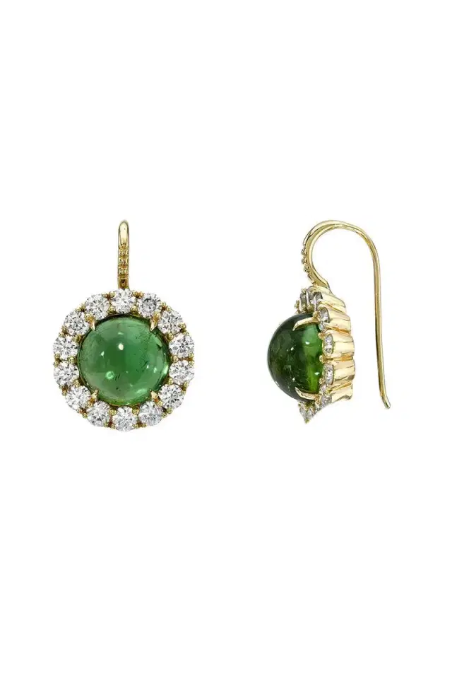 RETROUVAI Green Tourmaline Heirloom Earrings