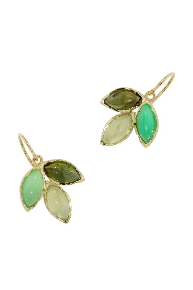 IRENE NEUWIRTH JEWELRY Green Tourmaline Three Marquise Earrings