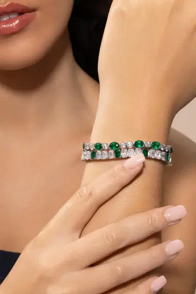 FANTASIA by DESERIO Green White Tennis Bracelet | Thumbnail 4 FANTASIA by DESERIO Green White Tennis Bracelet | Thumbnail 4