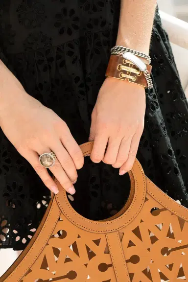 Sylva & Cie Grey Diamond ID Plate Wrap Bracelet | Thumbnail 3