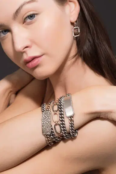 Sylva & Cie Grey Diamond ID Plate Wrap Bracelet | Thumbnail 4