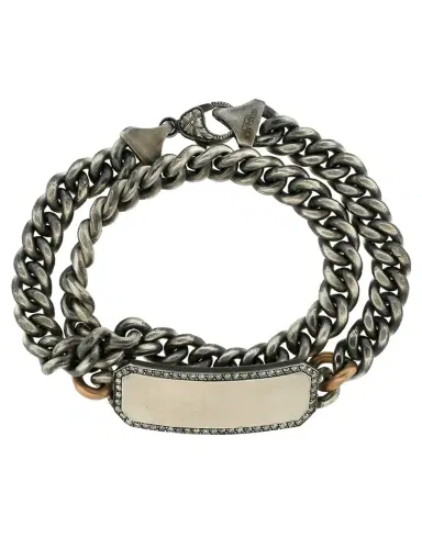 Sylva & Cie Grey Diamond ID Plate Wrap Bracelet | Thumbnail 6