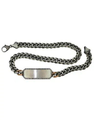 Sylva & Cie Grey Diamond ID Plate Wrap Bracelet | Thumbnail 7