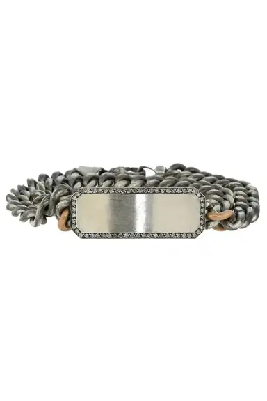 Sylva & Cie Grey Diamond ID Plate Wrap Bracelet | Thumbnail 1
