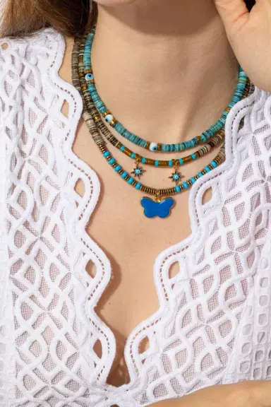 HIJAS DE PUKA Grey Turquoise Butterfly Necklace | Thumbnail 2