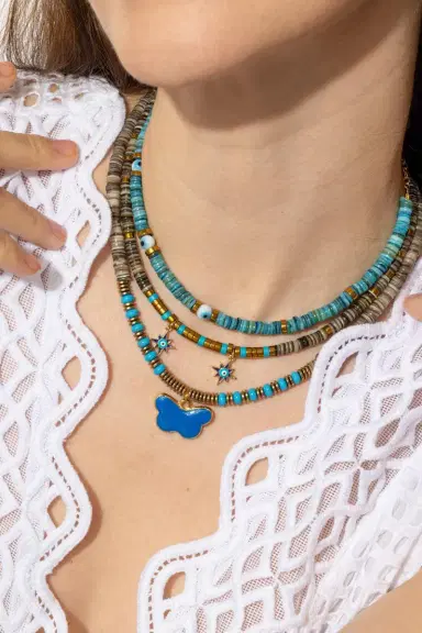 HIJAS DE PUKA Grey Turquoise Butterfly Necklace | Thumbnail 4