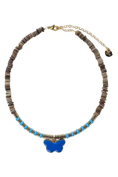 HIJAS DE PUKA Grey Turquoise Butterfly Necklace | Thumbnail 1