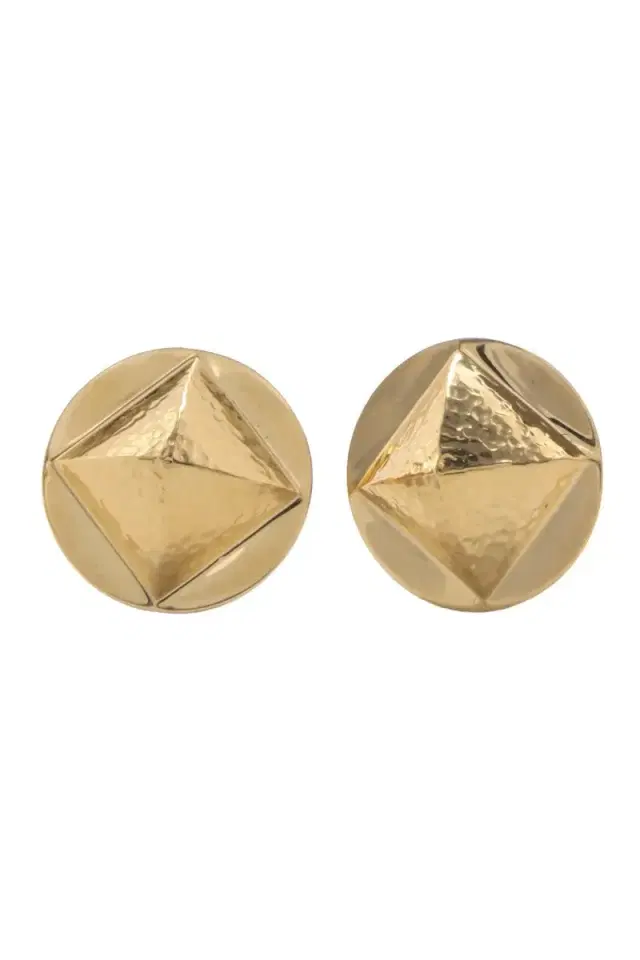 DAVID WEBB Hammered Large Bastille Stud Earrings