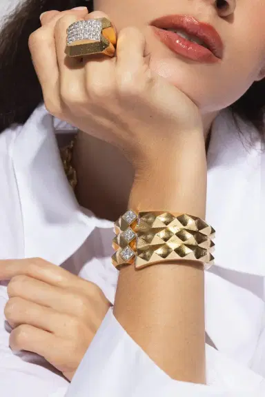 DAVID WEBB Hammered Origami Cuff Bracelet | Thumbnail 2