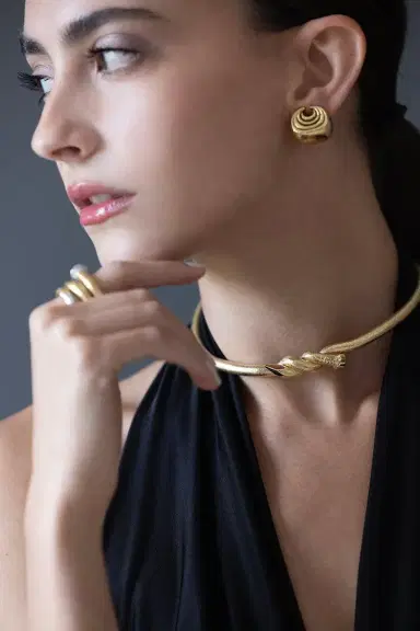 DAVID WEBB Hammered Twist Nail Collar Necklace | Thumbnail 2