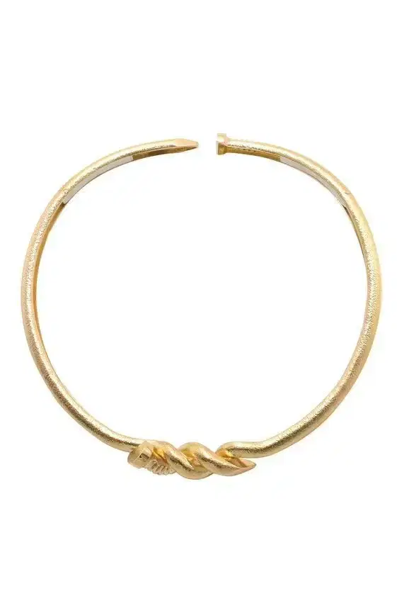 DAVID WEBB Hammered Twist Nail Collar Necklace