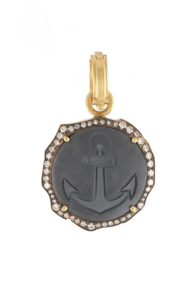 Sylva & Cie Hematite Anchor Pendant