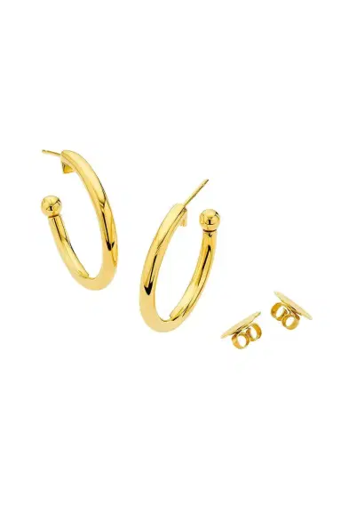 BUDDHA MAMA Hollow Hoop Earrings - 30mm | Thumbnail 1