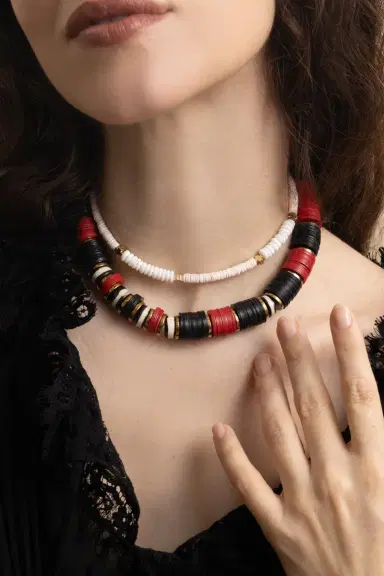 HIJAS DE PUKA Jaipur Black Red White African beaded Necklace | Thumbnail 4 HIJAS DE PUKA Jaipur Black Red White African beaded Necklace | Thumbnail 4