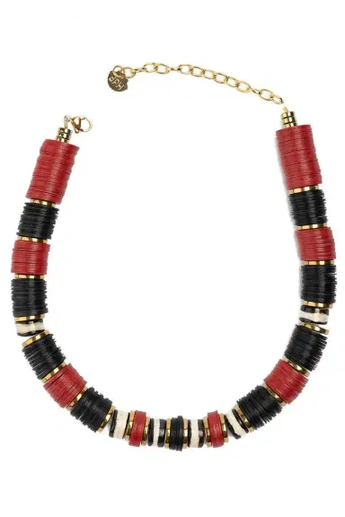 HIJAS DE PUKA Jaipur Black Red White African beaded Necklace | Thumbnail 1 HIJAS DE PUKA Jaipur Black Red White African beaded Necklace | Thumbnail 1