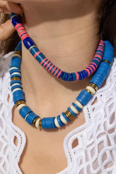 HIJAS DE PUKA Jaipur Blue Maria White Rondelle Necklace | Thumbnail 3