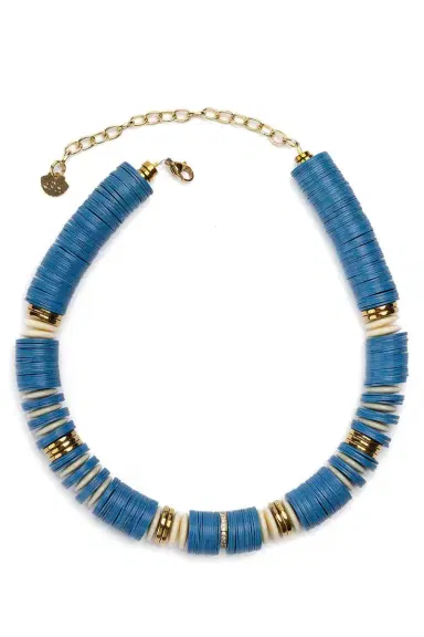 HIJAS DE PUKA Jaipur Blue Maria White Rondelle Necklace | Thumbnail 1