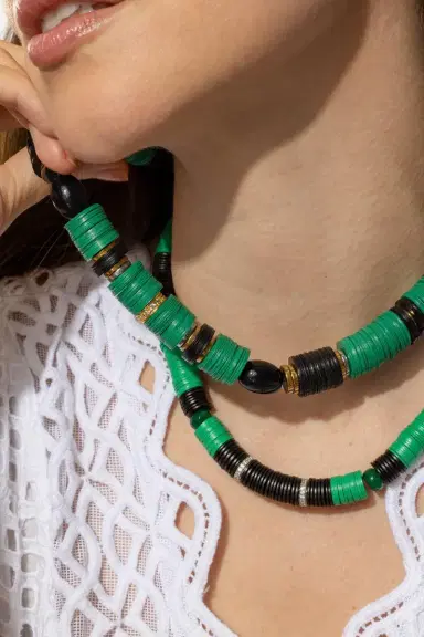 HIJAS DE PUKA Jaipur Green Black Two Beaded Necklace | Thumbnail 3 HIJAS DE PUKA Jaipur Green Black Two Beaded Necklace | Thumbnail 3