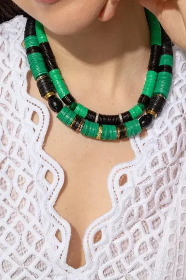 HIJAS DE PUKA Jaipur Green Black Two Beaded Necklace | Thumbnail 4 HIJAS DE PUKA Jaipur Green Black Two Beaded Necklace | Thumbnail 4