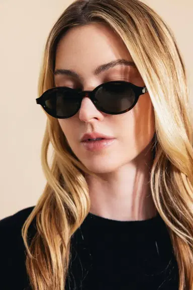 Saint Laurent Jeanne Oval Angle Sunglasses | Thumbnail 3