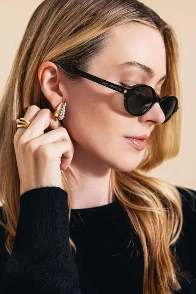 Saint Laurent Jeanne Oval Angle Sunglasses | Thumbnail 4